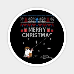 Merry Christmas Funny Naughty Bulldog Magnet